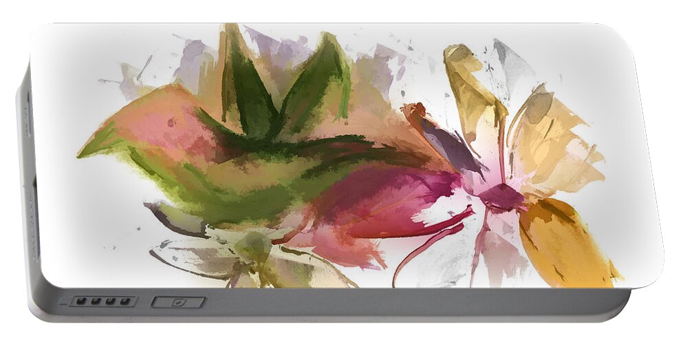 Bird In The Flowers Portable Battery Charger featuring the digital art Bird In the Flowers by Frank Bright