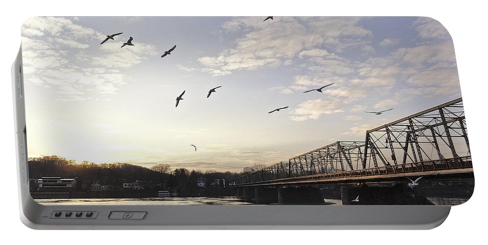 Birds Portable Battery Charger featuring the photograph Birds and Bridges by Christopher Plummer