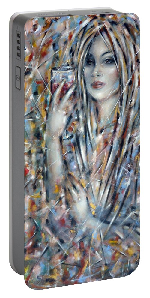 Woman Portable Battery Charger featuring the painting Bitter Sweet 270610 #2 by Selena Boron