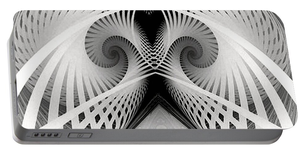 Art Portable Battery Charger featuring the digital art Black and White Space by Rafael Salazar