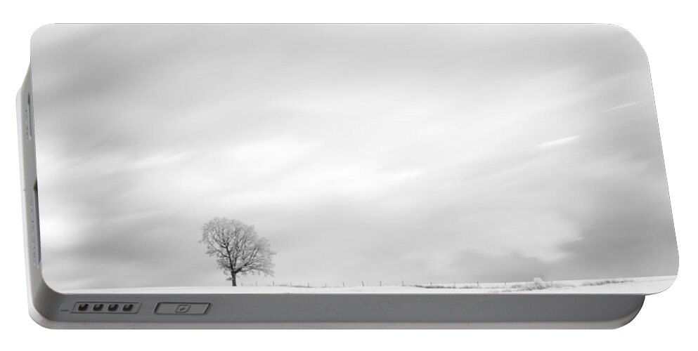 Autumn Portable Battery Charger featuring the photograph Black and White Tree #1 by U Schade