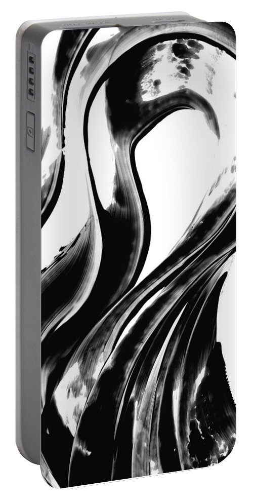 Abstract Portable Battery Charger featuring the painting Black Magic 306 by Sharon Cummings by Sharon Cummings