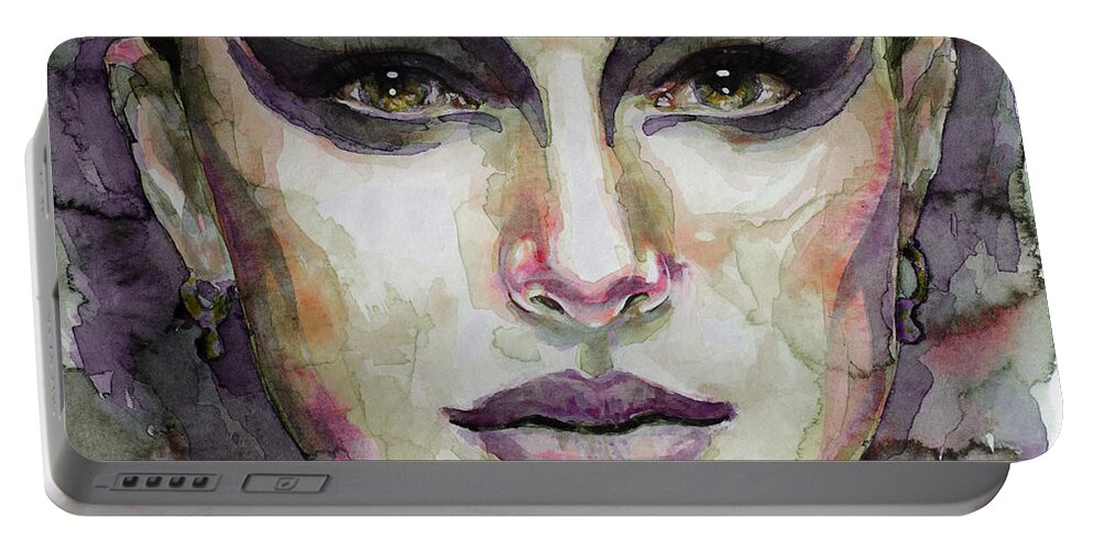 Natalie Portman Portable Battery Charger featuring the painting Black Swan by Laur Iduc