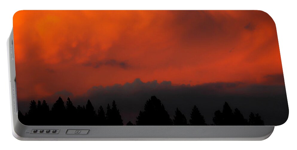 Fire Portable Battery Charger featuring the photograph Blazing Sky by Donna Blackhall