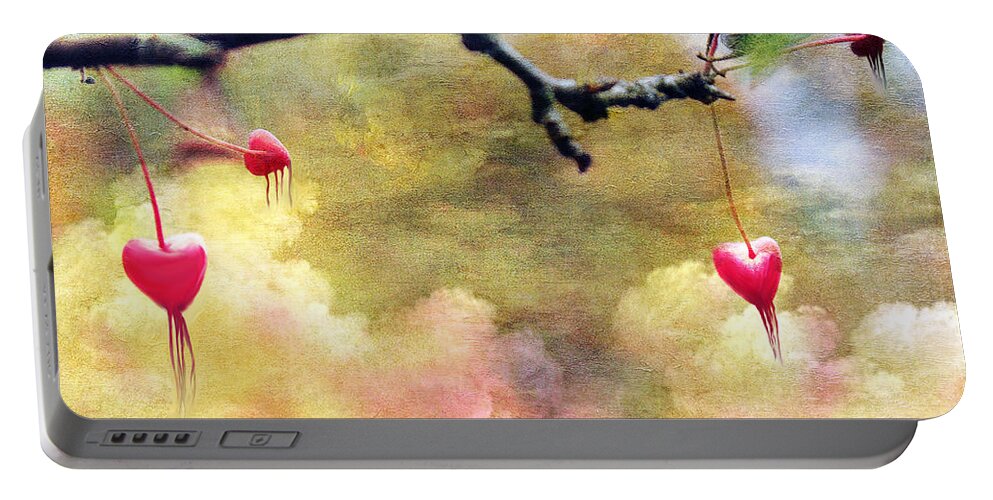Bleeding Hearts Portable Battery Charger featuring the photograph Bleeding Hearts From Above by Linda Sannuti