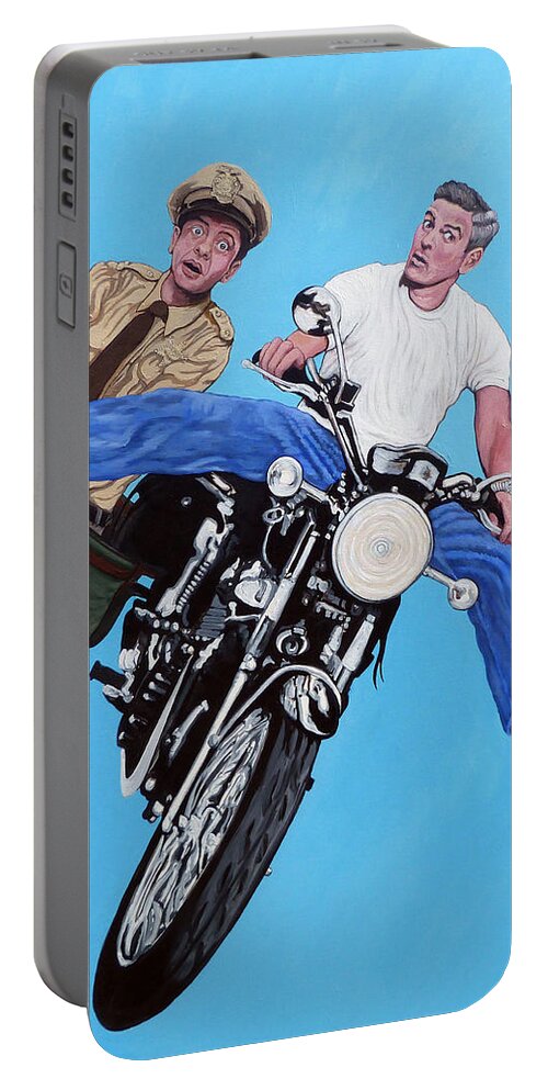 George Clooney Portable Battery Charger featuring the painting Blink by Tom Roderick