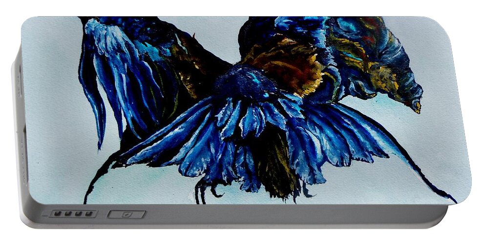Bird Portable Battery Charger featuring the painting Out of the Blue by Lil Taylor