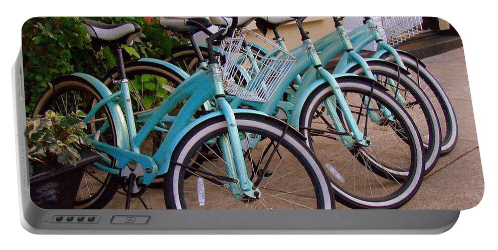 Bikes Portable Battery Charger featuring the photograph Blue Bikes by Rodney Lee Williams