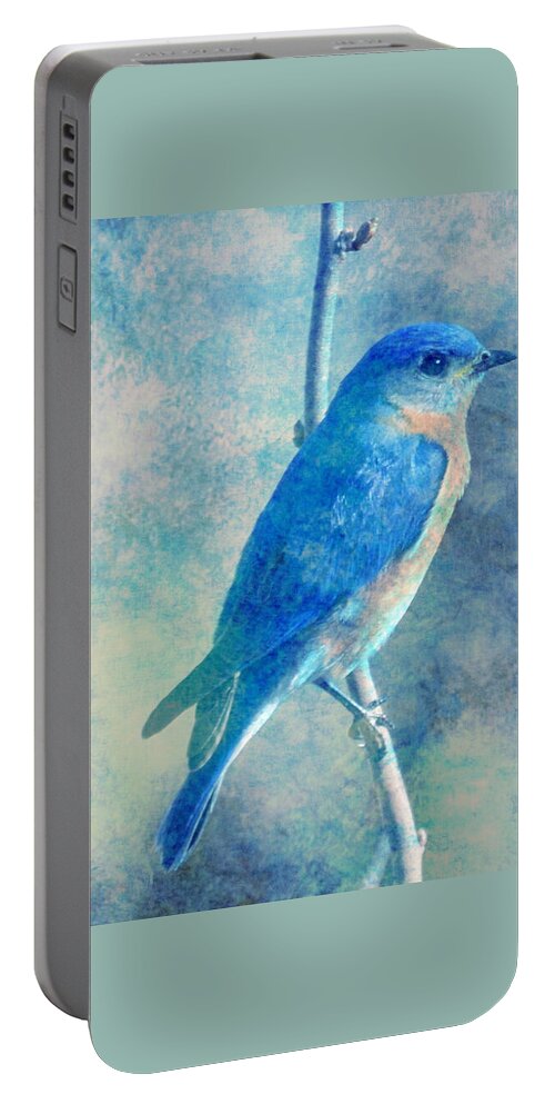 Bluebird Blue Sky Portable Battery Charger featuring the digital art Blue Bird Blue Sky by Femina Photo Art By Maggie