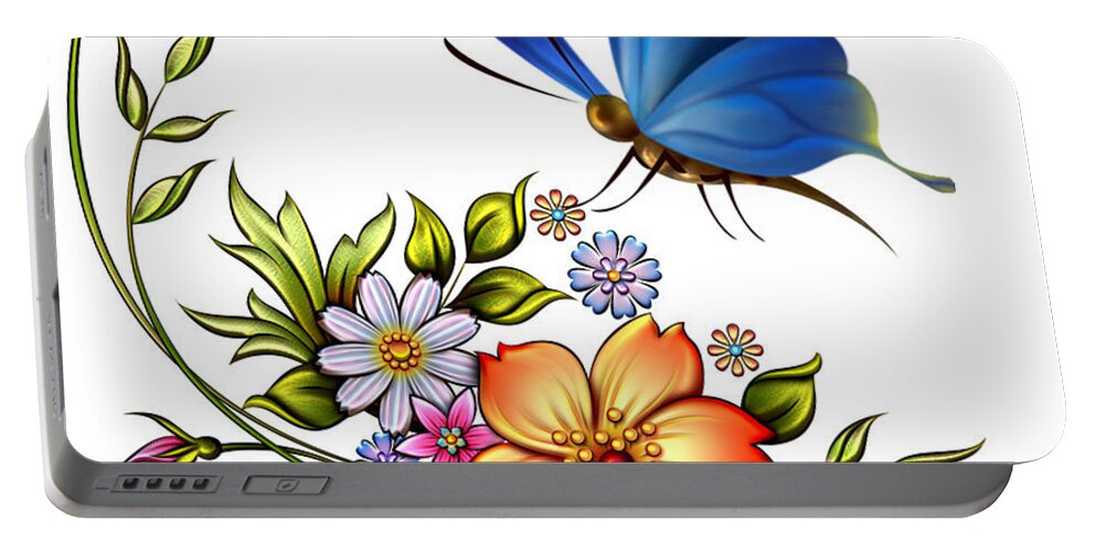 Blue Butterfly Canvas Prints Portable Battery Charger featuring the digital art Blue Butter Fly II by John Junek
