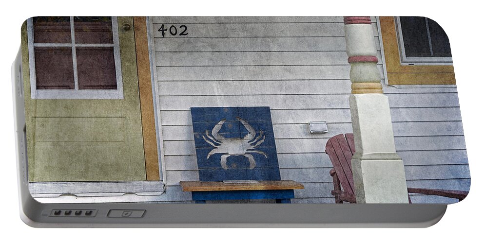 2d Portable Battery Charger featuring the photograph Blue Crab Chair by Brian Wallace