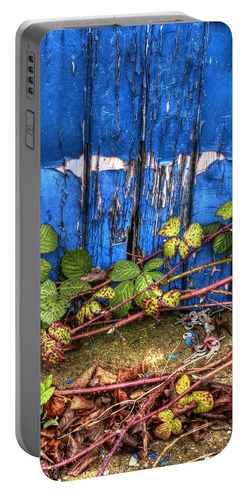 Blue Portable Battery Charger featuring the photograph Blue door by Spikey Mouse Photography