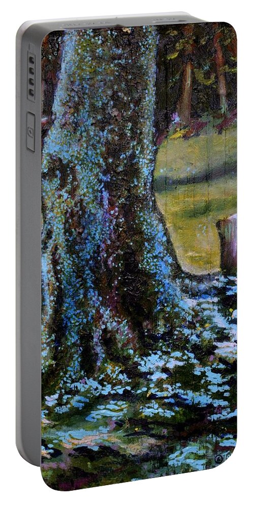 Trees Portable Battery Charger featuring the painting Blue Fairy Tree by Tamara Kulish