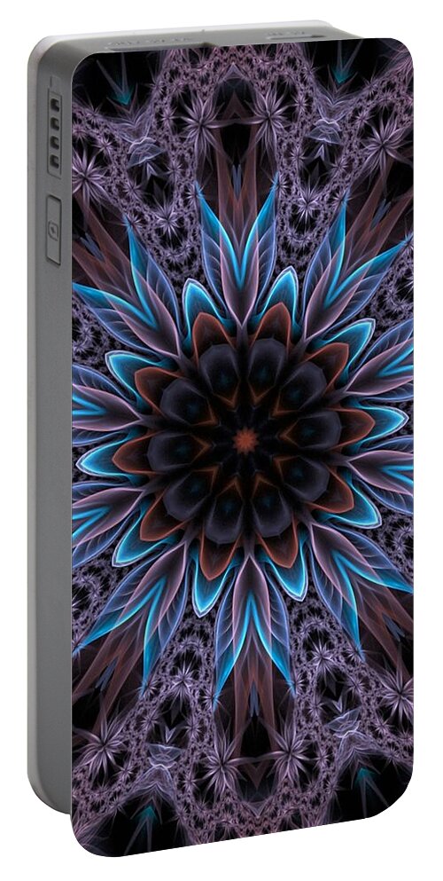 Flower Portable Battery Charger featuring the digital art Blue Flower by Lilia S