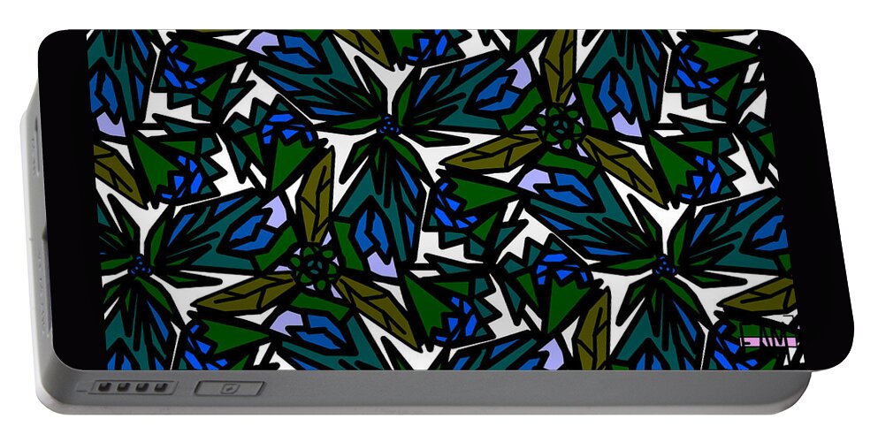 Blue Flowers Portable Battery Charger featuring the digital art Blue Flowers by Elizabeth McTaggart