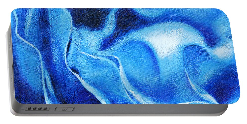 Blue Portable Battery Charger featuring the painting Blue by Glenn Pollard