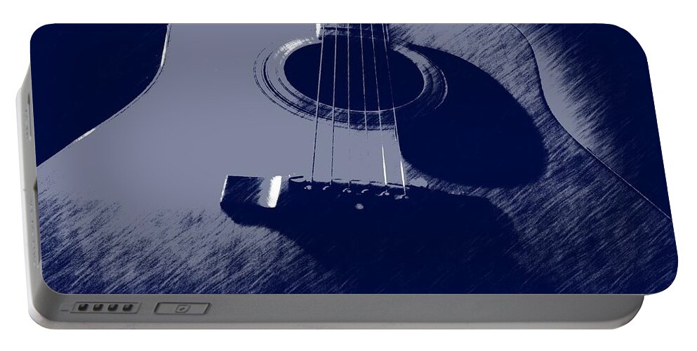 Guitar Portable Battery Charger featuring the photograph Blue Guitar by Photographic Arts And Design Studio