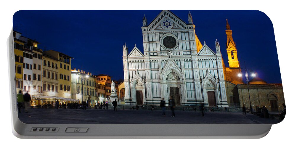 Basilica Santa Croce Portable Battery Charger featuring the photograph Blue Hour - Santa Croce Church Florence Italy by Georgia Mizuleva