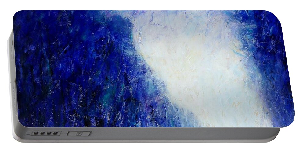 Landscape Portable Battery Charger featuring the painting Blue Landscape - Abstract by Cristina Stefan