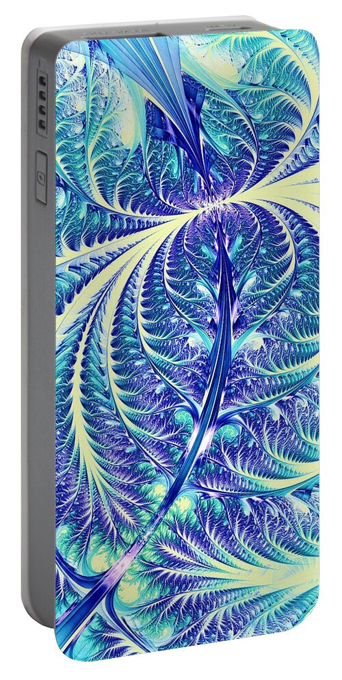 Computer Portable Battery Charger featuring the digital art Blue Leaf by Anastasiya Malakhova