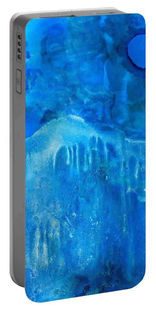 Blue Moon Portable Battery Charger featuring the painting Blue Moon Dream by Priya Ghose