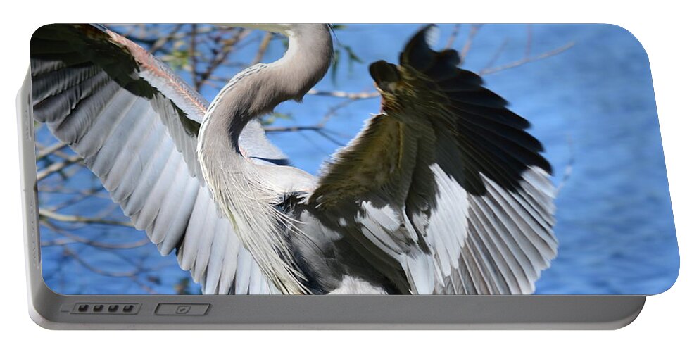 great Blue Heron Portable Battery Charger featuring the photograph Blue on Blue by Susan Molnar