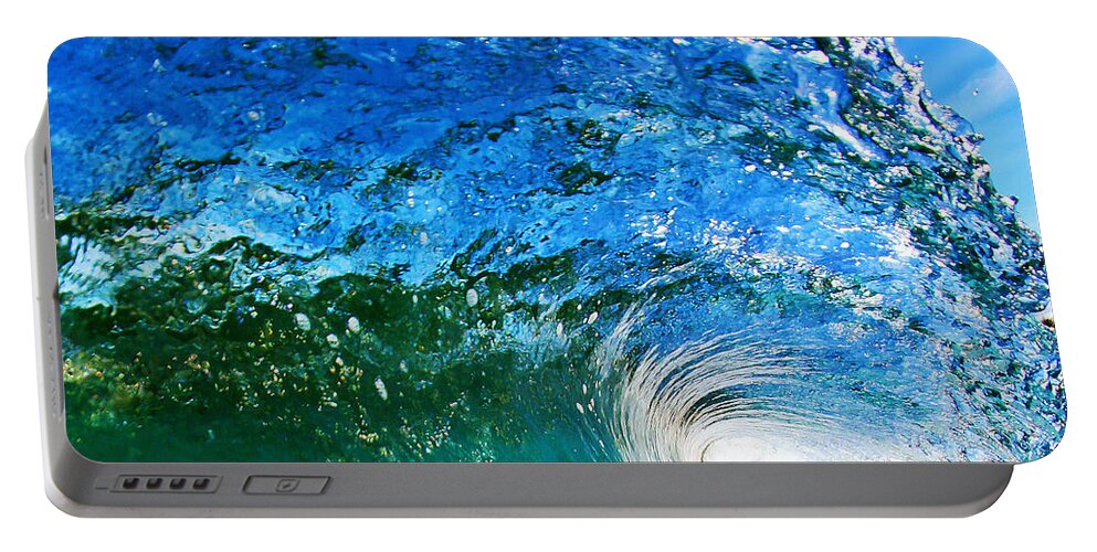 Ocean Portable Battery Charger featuring the photograph Blue Tube by Paul Topp