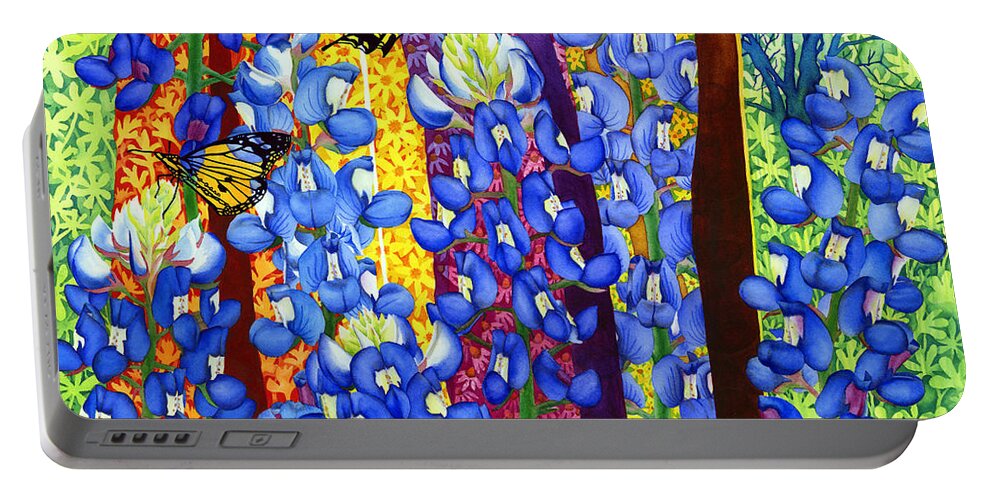 Bluebonnet Portable Battery Charger featuring the painting Bluebonnet Garden by Hailey E Herrera