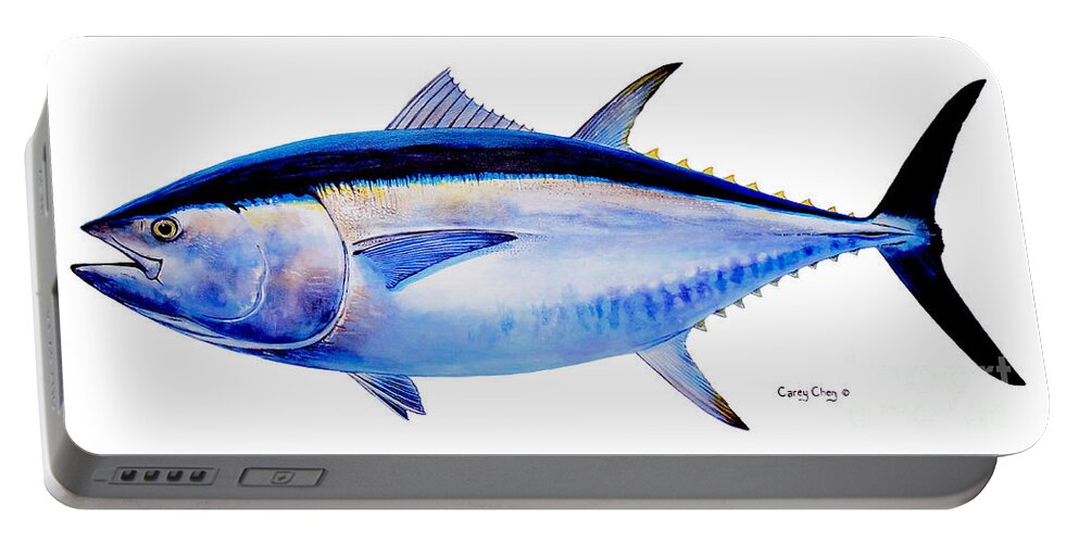 Bluefin Portable Battery Charger featuring the painting Bluefin tuna by Carey Chen
