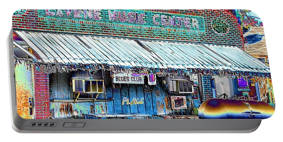 Blues Portable Battery Charger featuring the photograph Blues Club in Clarksdale by Karen Wagner
