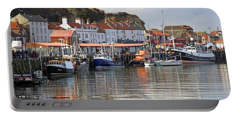 Britain Portable Battery Charger featuring the photograph Boats in the Lower Harbour - Whitby by Rod Johnson