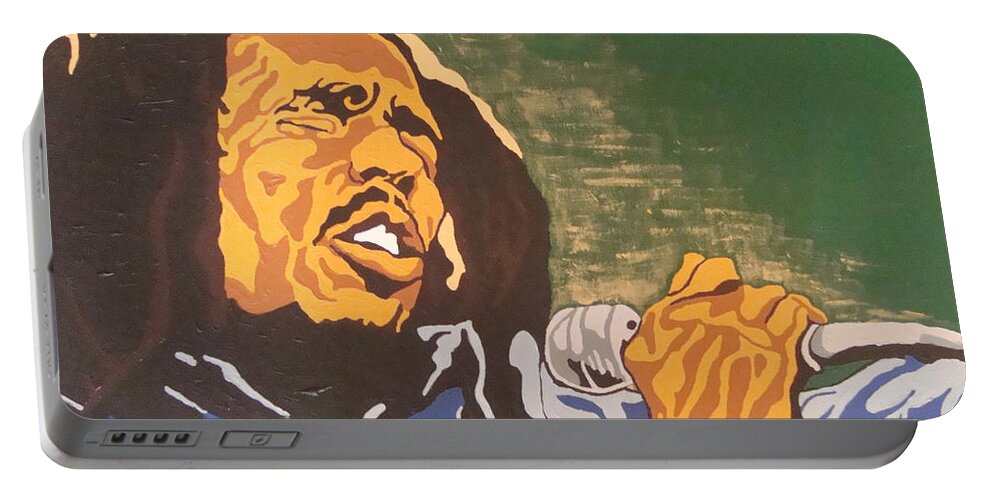 Bob Marley Portable Battery Charger featuring the painting Bob Marley by Rachel Natalie Rawlins