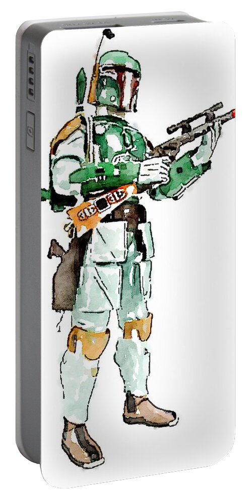 Boba Portable Battery Charger featuring the painting Boba by HELGE Art Gallery