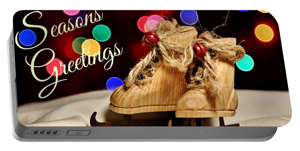 Maine Portable Battery Charger featuring the photograph Bokeh Skates Card by Karin Pinkham