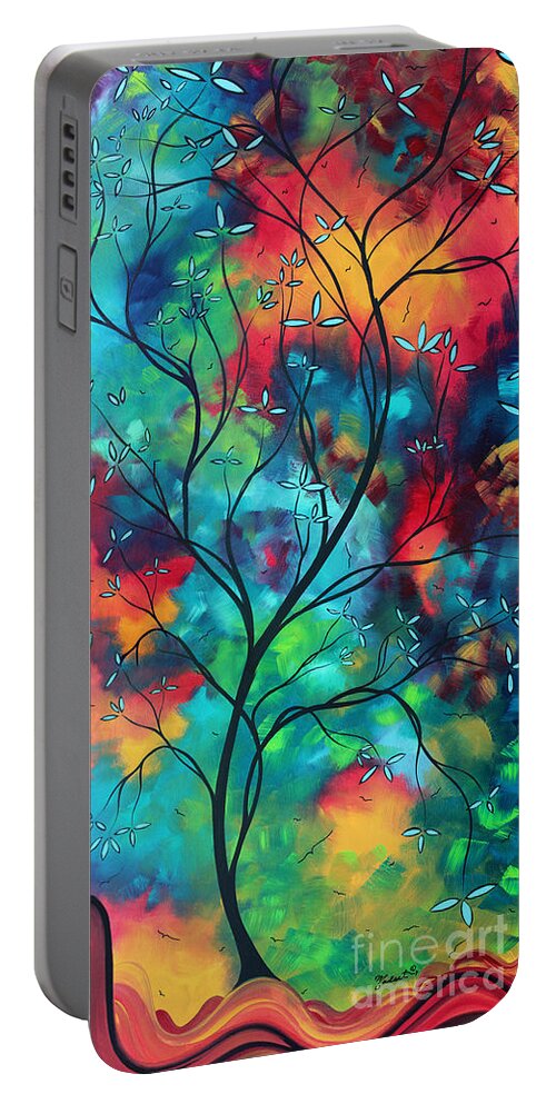 Abstract Portable Battery Charger featuring the painting Bold Rich Colorful Landscape Painting Original Art COLORED INSPIRATION by MADART by Megan Aroon