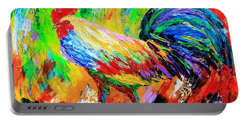 Rooster Portable Battery Charger featuring the painting Bold Rooster by Karl Wagner