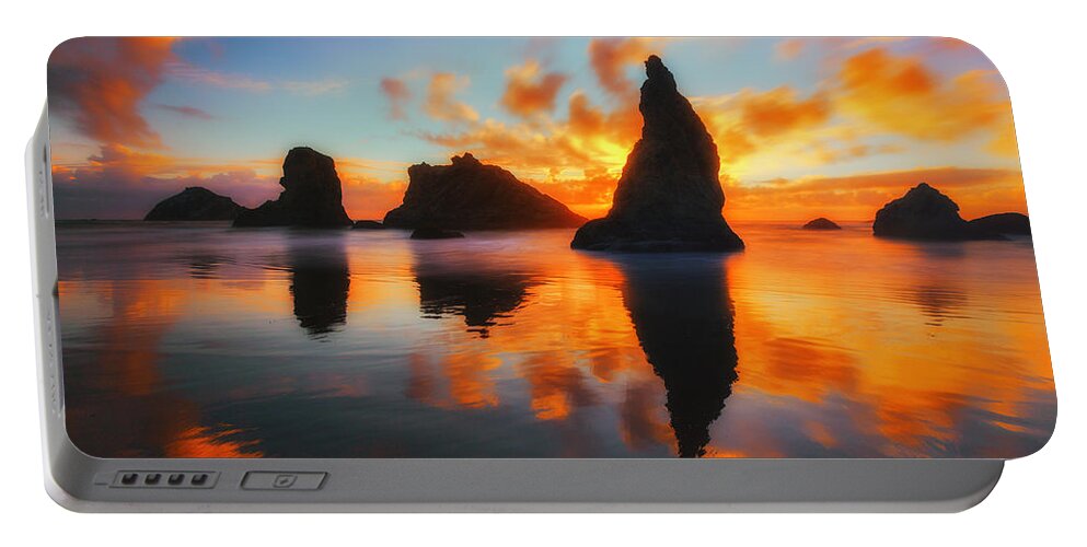 Sunset Portable Battery Charger featuring the photograph Boldly Bandon by Darren White