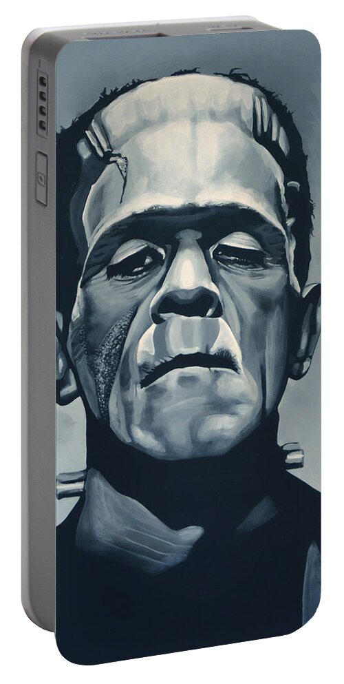 Frankenstein Portable Battery Charger featuring the painting Boris Karloff as Frankenstein by Paul Meijering