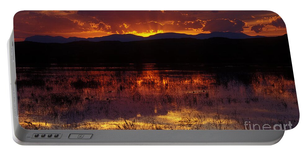 Bosque Portable Battery Charger featuring the photograph Bosque Sunset - orange by Steven Ralser