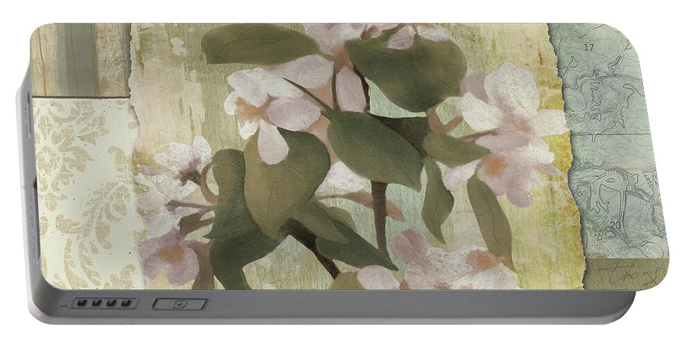 Botanical Portable Battery Charger featuring the digital art Botanical Blossom by Elizabeth Medley