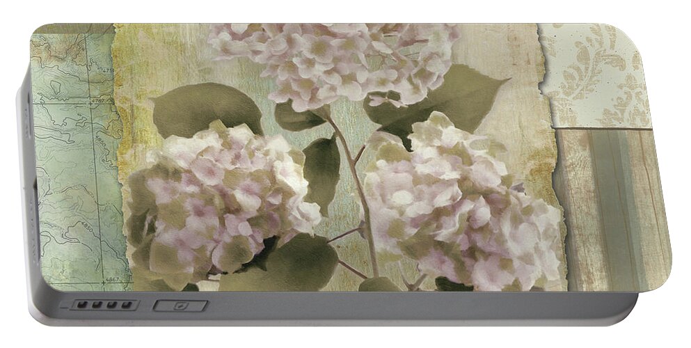 Botanical Portable Battery Charger featuring the digital art Botanical Hydrangeas by Elizabeth Medley