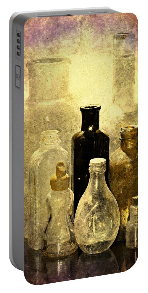 Bottles Portable Battery Charger featuring the photograph Bottles From The Past by Phyllis Denton