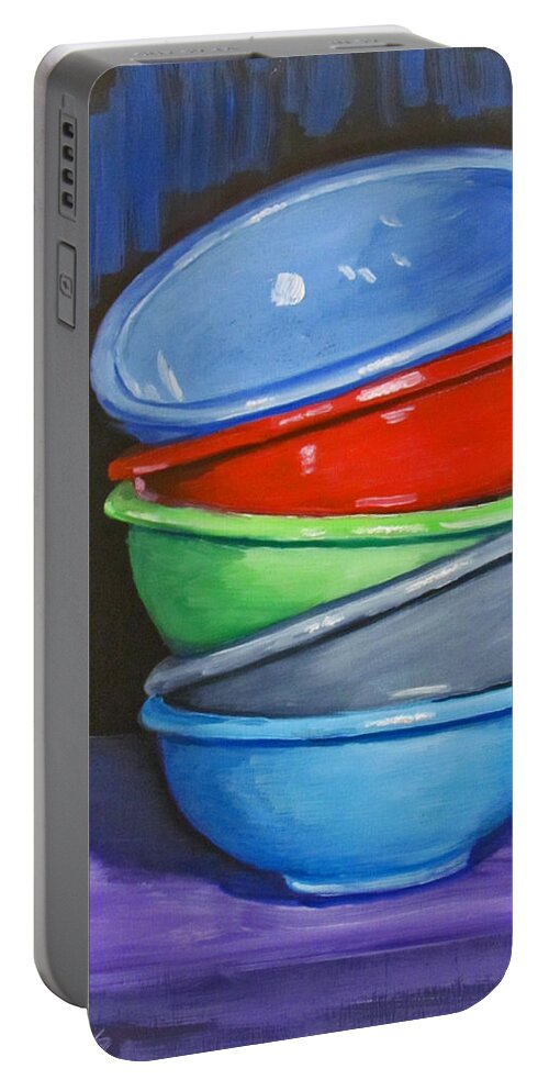 Bowl Portable Battery Charger featuring the painting Bowls by Kevin Hughes