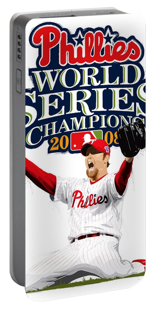 Brad Lidge Portable Battery Charger featuring the digital art Brad Lidge WS Champs Logo by Scott Weigner