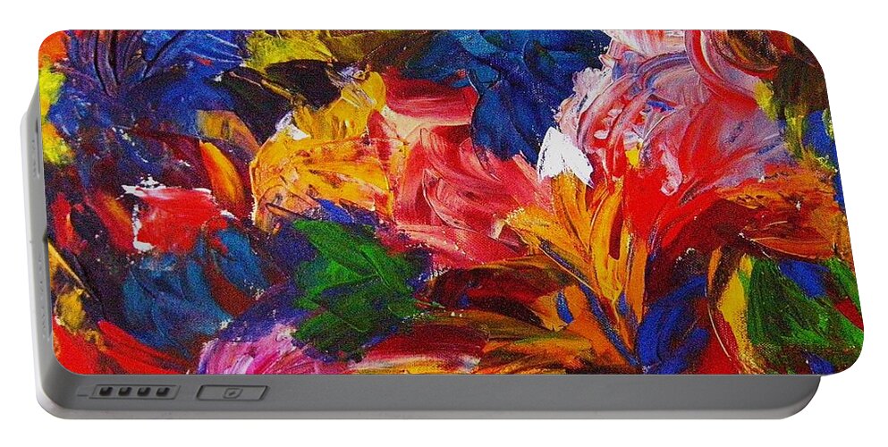 Canvas Prints Portable Battery Charger featuring the painting Brazilian Carnival by Monique Wegmueller