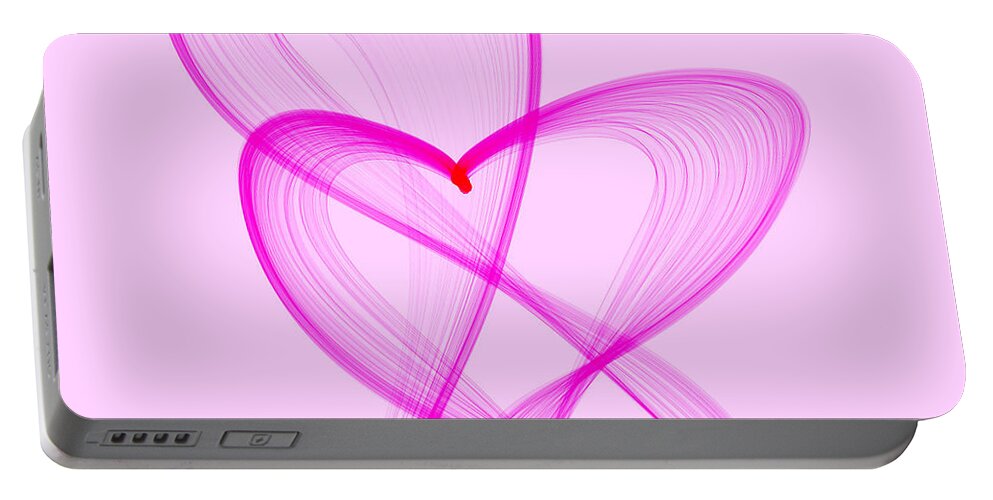 Digital Portable Battery Charger featuring the digital art Breast Cancer Awareness . Love by Renee Trenholm