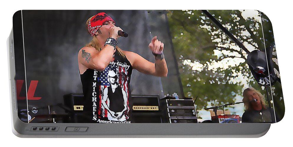 Bret Michaels Portable Battery Charger featuring the photograph Bret Making Music by Alice Gipson