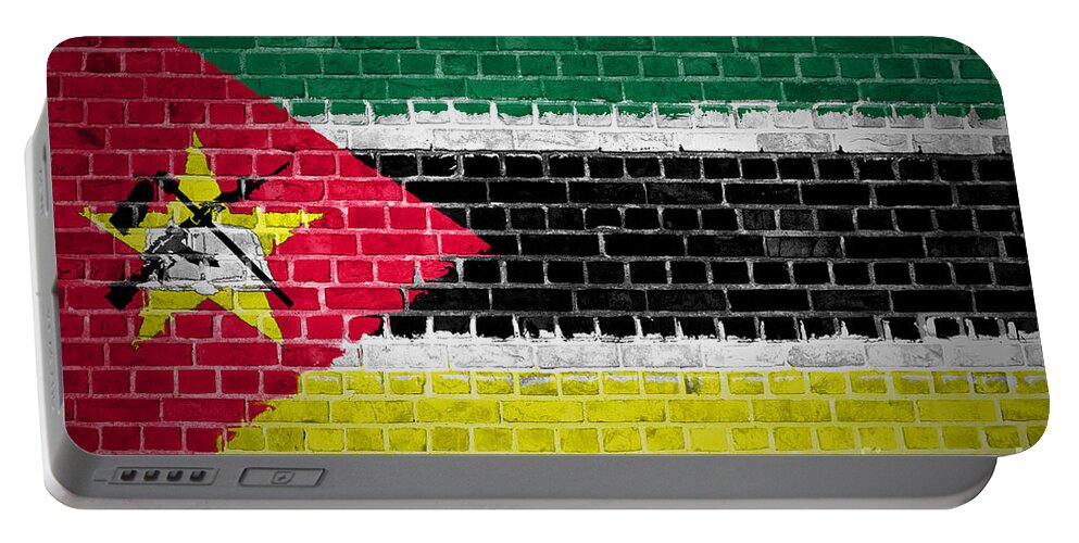 Mozambique Portable Battery Charger featuring the digital art Brick Wall Mozambique by Antony McAulay