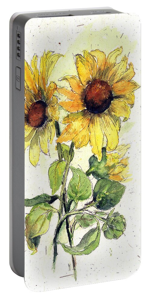 Flowers Portable Battery Charger featuring the painting Roadside Treasures by Maria Hunt