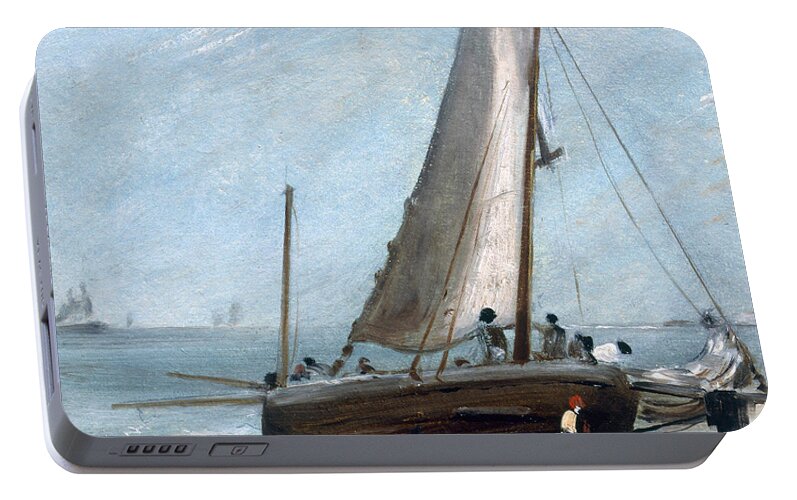 Brighton Portable Battery Charger featuring the painting Brighton Beach With Fishing Boats by John Constable